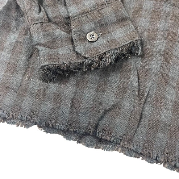 Ch. Chapter Mens Lightweight Black Checked Cotton Linen Mens Button Front Size M - Picture 4 of 6